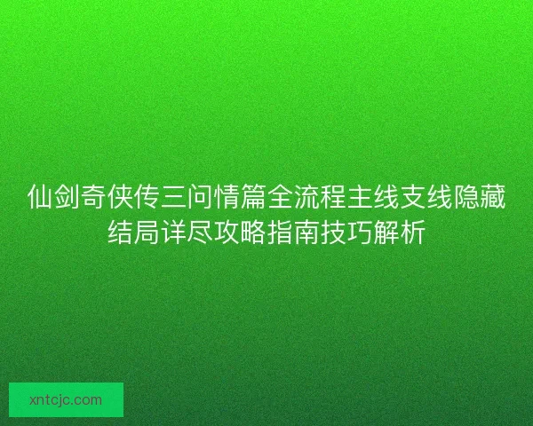 仙剑奇侠传三问情篇全流程主线支线隐藏结局详尽攻略指南技巧解析