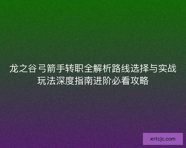 龙之谷弓箭手转职全解析路线选择与实战玩法深度指南进阶必看攻略 龙之谷弓箭手转职全解析路线选择与实战玩法深度指南进阶必看攻略