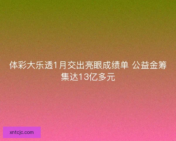 体彩大乐透1月交出亮眼成绩单 公益金筹集达13亿多元 体彩大乐透1月交出亮眼成绩单 公益金筹集达13亿多元