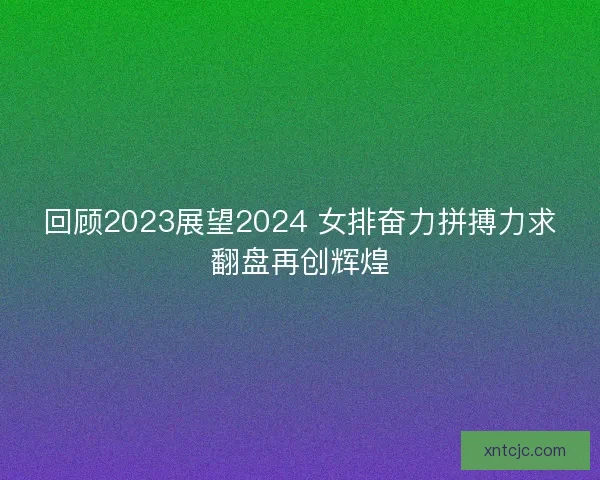 回顾2023展望2024 女排奋力拼搏力求翻盘再创辉煌