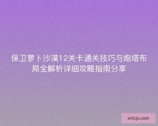 保卫萝卜沙漠12关卡通关技巧与炮塔布局全解析详细攻略指南分享 保卫萝卜沙漠12关卡通关技巧与炮塔布局全解析详细攻略指南分享